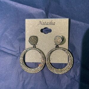 Rhinestone silver hoop earrings